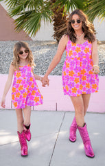 Caroline Mini Dress ~ Pink Daisy
