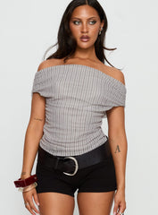 Hailley Off Shoulder Top Stripe