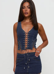 Edenette Top Mid Blue Wash