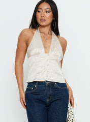 Isolda Satin Halter Top Cream