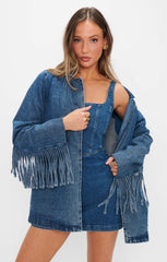 Sierra Fringe Jacket ~ Blue Indigo