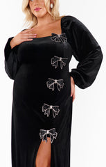 Eloise Dress ~ Velvet with Rhinestone Bows