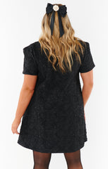 Jeanette Dress ~ Black Blooms Jacquard