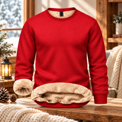 Men's Fitted Crewneck Fleece Lined Sweatshirt, Wind Resistant Polyester Athletic Pullover, Casual Fashion Active Tops