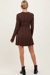 Brown Wide Rib Maternity Mini Sweater Dress