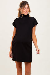 Black Mock Neck Maternity Mini Dress
