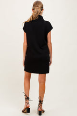 Black Mock Neck Maternity Mini Dress