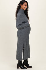 Charcoal Turtleneck Sweater Maternity Midi Dress