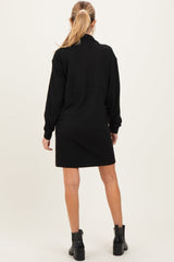 Black Brushed Quarter Zip Jersey Lounge Maternity Sweatshirt Dress