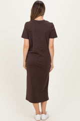 Dark Chocolate Cotton T-Shirt Maternity Midi Dress