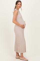 Sand Knit Collared Sleeveless Maternity Maxi Dress