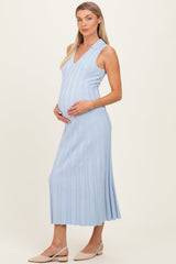 Sky Knit Collared Sleeveless Maternity Maxi Dress