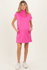 Pink Mock Neck Maternity Mini Dress
