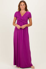 PinkBlush Magenta Draped Maternity/Nursing Maxi Dress