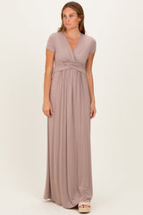 PinkBlush Mocha Draped Maternity/Nursing Maxi Dress