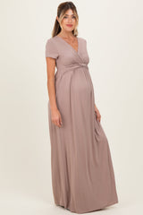 PinkBlush Mocha Draped Maternity/Nursing Maxi Dress