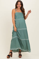 Jade Embroidered Tiered Maternity Maxi Dress
