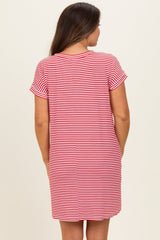 Red Striped Basic Maternity Dress