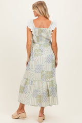 Multicolor Patchwork Print Maternity Apron Dress