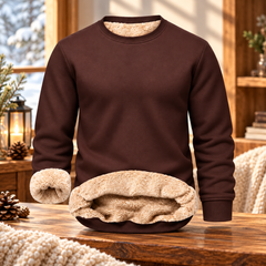 Men's Fitted Crewneck Fleece Lined Sweatshirt, Wind Resistant Polyester Athletic Pullover, Casual Fashion Active Tops