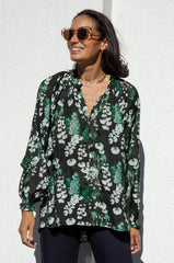 Lissy Floral Long Sleeve Top Military Green
