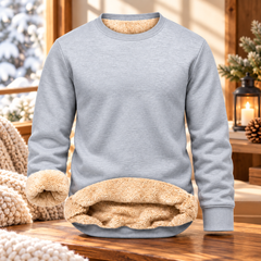 Men's Fitted Crewneck Fleece Lined Sweatshirt, Wind Resistant Polyester Athletic Pullover, Casual Fashion Active Tops