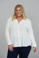 Wendy Long Sleeve Collared Shirt Ivory