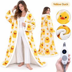 ๐ฅ Cozy Wearable Heated Blanket with Foot Pocket | Sherpa-Lined Comfort & Auto Shut-Off ๐ฅ