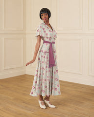 1930s 'Bessie' Wrap Beach Pyjama - Hydrangea