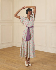 1930s 'Bessie' Wrap Beach Pyjama - Hydrangea