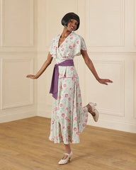 1930s 'Bessie' Wrap Beach Pyjama - Hydrangea