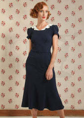 1930s Ginger Dress - Navy