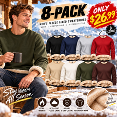 Men's Fitted Crewneck Fleece Lined Sweatshirt, Wind Resistant Polyester Athletic Pullover, Casual Fashion Active Tops