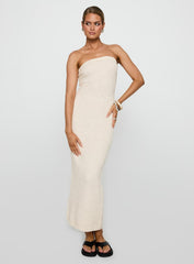 Cloud Strapless Boucle Maxi Dress Cream