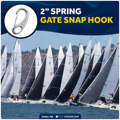 2" Spring Gate Snap Hook, AISI316 Stainless Steel, 8-Pack - FO461-M8 - Five Oceans