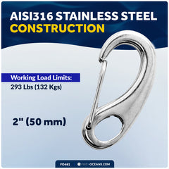2" Spring Gate Snap Hook, AISI316 Stainless Steel - FO461 - Five Oceans
