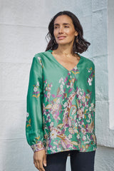 Laurie Print V-Neck Long Sleeve Top