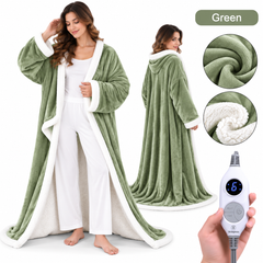 ๐ฅ Cozy Wearable Heated Blanket with Foot Pocket | Sherpa-Lined Comfort & Auto Shut-Off ๐ฅ