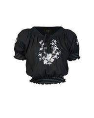 1930s Peasant Blouse - silver emb