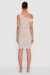 Asymmetrical Shoulder Ruched Side Mini Dress