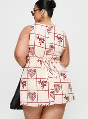 Alfalfa Shift Mini Dress Red Floral Check Curve