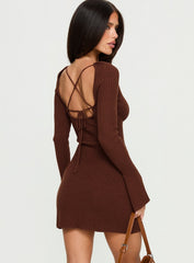Brownhall Long Sleeve Mini Dress Mocha