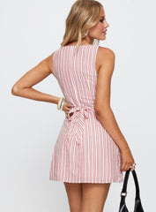 Alfalfa Shift Mini Dress Red Stripe