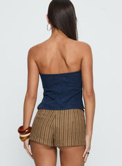 Birdie Asymmetric Denim Top Dark Blue