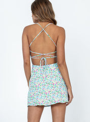 Celena Mini Dress White / Blue Floral