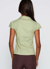 Crowd Control Collared Top Sage