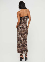 Emily Bias Cut Maxi Dress Leopard