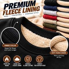 Men's Fitted Crewneck Fleece Lined Sweatshirt, Wind Resistant Polyester Athletic Pullover, Casual Fashion Active Tops