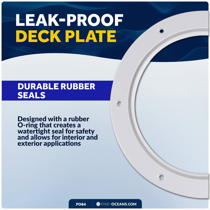 5" Deck Plate, Round Screw-in, White