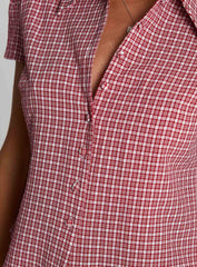 Float Away Button Up Top Red Check